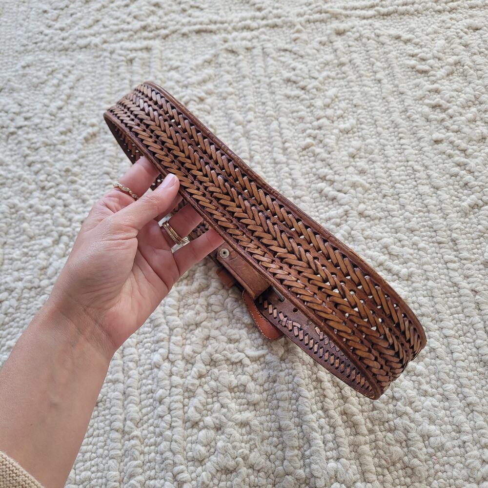 Vintage Braided Leather Belt Sz 34 - Picture 2 of 7